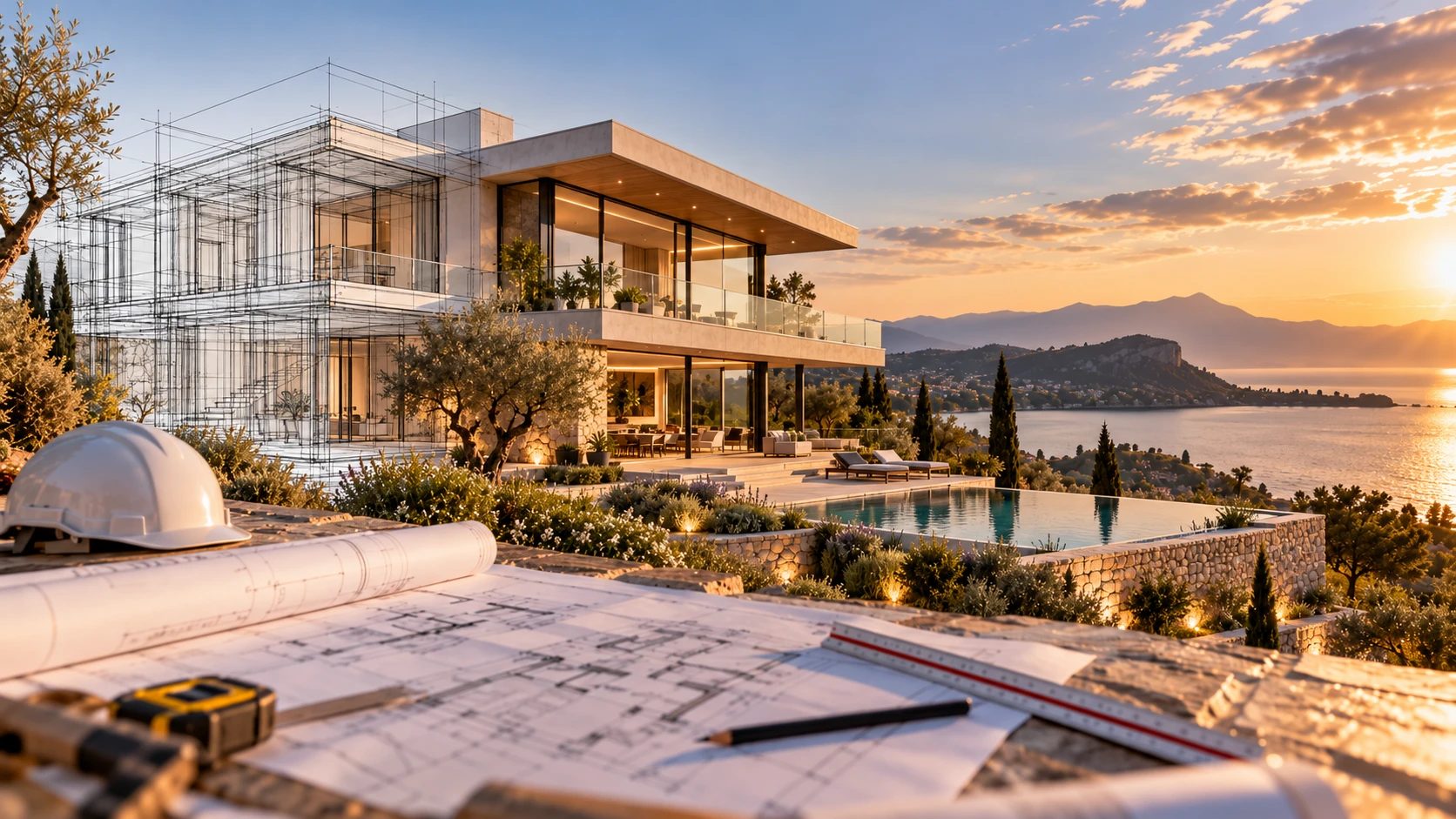 Villa sul lago, dal disegno di progetto alla casa finita (immagine indicativa)